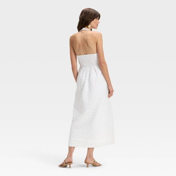 Open Box - A New Day - Women's Eyelet Maxi A-Line Dress - A New Day White White - Picture 2 of 3